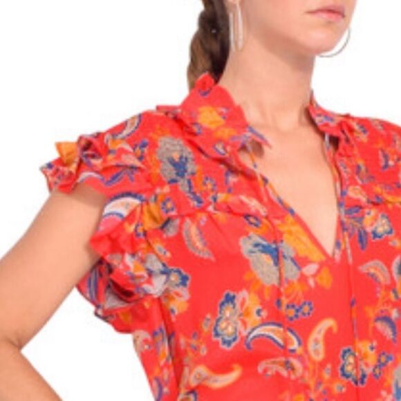 New GILNER FARRAR Sienna Blouse in Paradise Red Small - Picture 3 of 14